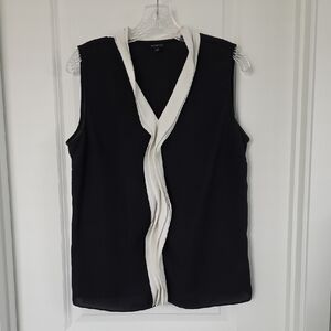Talbots Black Sleeveless Blouse with White Trim